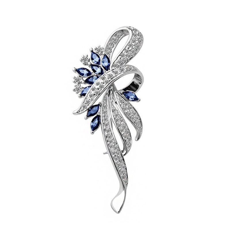 Merdia Created Crystal Brooch & Pins for Women | Vintage Brooches & Hat Pins, 2.5 Inches Blue - Image 1